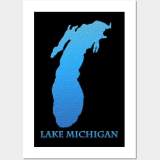 Lake Michigan Great Lakes Outline with Label Posters and Art